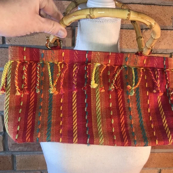 Multicolor bamboo handles handbag NWOT - Picture 2 of 5